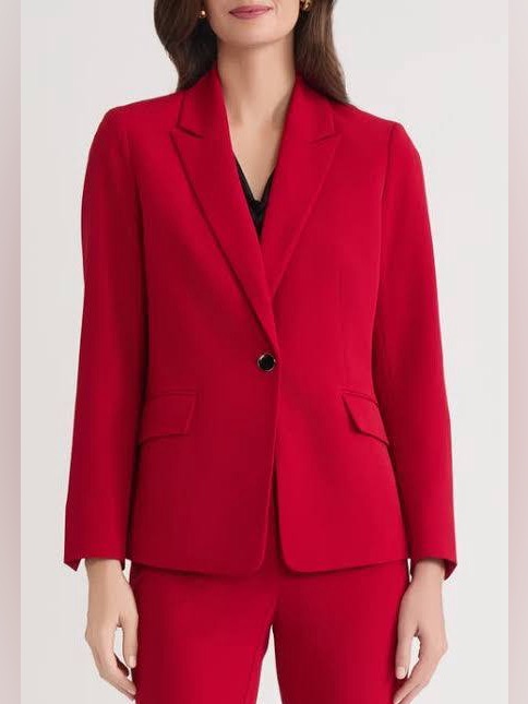 Calvin Klein Tailored Suit Jacket Blazer Single Button Red Blazer Sz 10